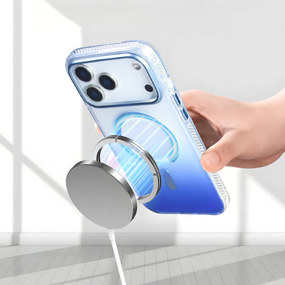 Apple iPhone 17 Pro Kılıf M-safe Şarj Özellikli Transparan Renk Geçişli Zore Toros Kapak Rose Pembe