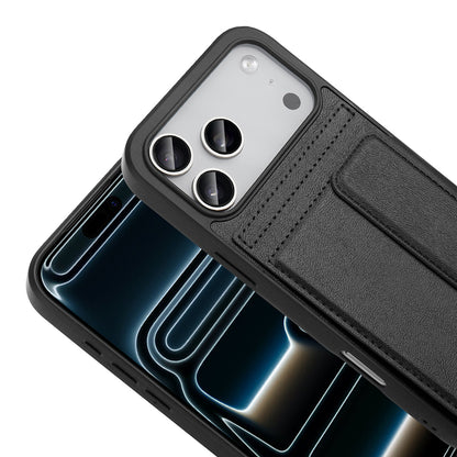 Apple iPhone 17 Pro Kılıf PU Deri Kartlıklı Zore Sevilla Kapak Siyah