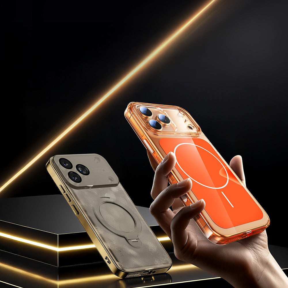 Apple iPhone 17 Pro Kılıf Zore M-safe Şarj Özellikli Şeffaf Kamera Kontrol Butonlu Lugano Kapak Lacivert