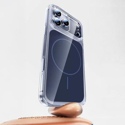 Apple iPhone 17 Pro Kılıf Zore M-safe Şarj Özellikli Şeffaf Kamera Kontrol Butonlu Lugano Kapak Lacivert