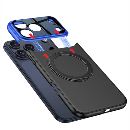 Apple iPhone 17 Pro Max Kılıf M-safe Şarj Özellikli 360 Derece Standlı Çift Parçalı Zore Torino Kapak Siyah