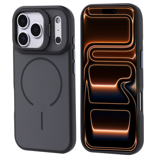 Apple iPhone 17 Pro Max Kılıf M-safe Şarj Özellikli Kamera Standlı Zore Notron Kapak Siyah