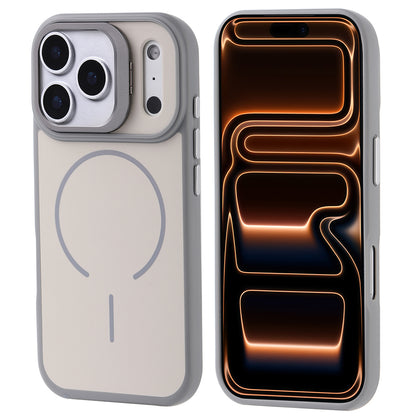 Apple iPhone 17 Pro Max Kılıf M-safe Şarj Özellikli Kamera Standlı Zore Notron Kapak Gri