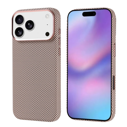 Apple iPhone 17 Pro Max Kılıf M-safe Şarj Özellikli Karbon Fiber Görünümlü Zore Nekst Kapak Gold