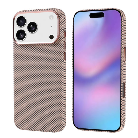 Apple iPhone 17 Pro Max Kılıf M-safe Şarj Özellikli Karbon Fiber Görünümlü Zore Nekst Kapak Gold