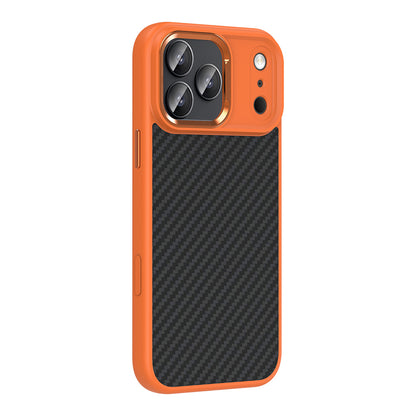 Apple iPhone 17 Pro Max Kılıf M-Safe Şarj Özellikli Karbon Fiber Görünümlü Zore Truva Silikon Kapak Siyah