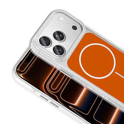 Apple iPhone 17 Pro Max Kılıf M-Safe Şarj Özellikli Metal Buton Tasarımlı Zore İkonik Sert Silikon Kapak Beyaz