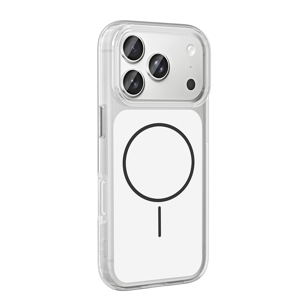 Apple iPhone 17 Pro Max Kılıf M-Safe Şarj Özellikli Metal Buton Tasarımlı Zore İkonik Sert Silikon Kapak Mavi