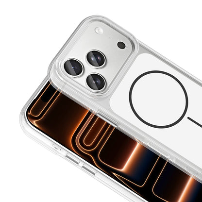 Apple iPhone 17 Pro Max Kılıf M-Safe Şarj Özellikli Metal Buton Tasarımlı Zore İkonik Sert Silikon Kapak Beyaz