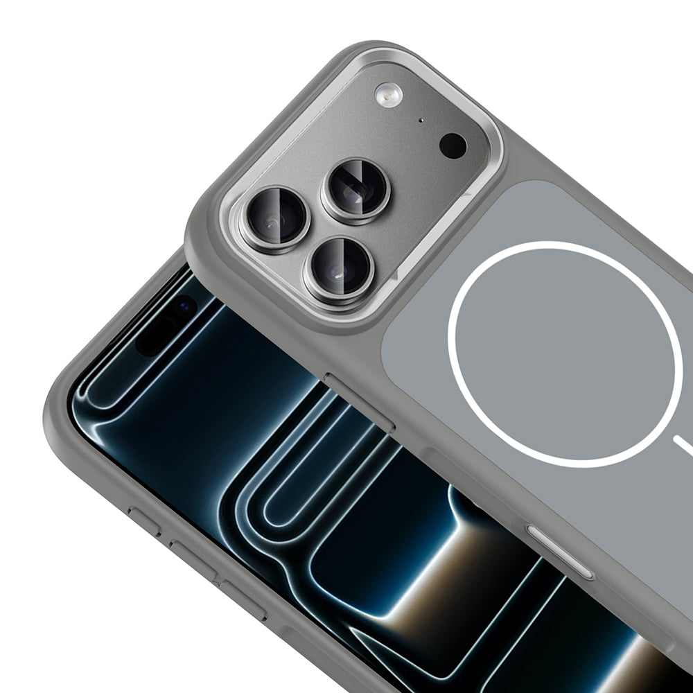 Apple iPhone 17 Pro Max Kılıf M-Safe Şarj Özellikli Metal Kamera Çerçeveli Zore Sanremo Silikon Kapak Beyaz