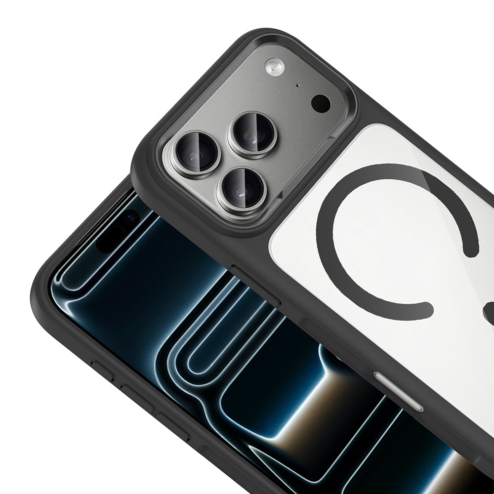 Apple iPhone 17 Pro Max Kılıf M-Safe Şarj Özellikli Metal Kamera Çerçeveli Zore Tiko Kapak Lacivert