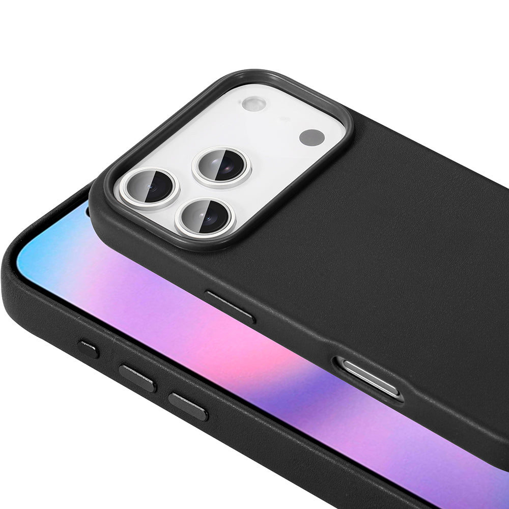 Apple iPhone 17 Pro Max Kılıf M-safe Şarj Özellikli PU Deri Görünümlü Zore Kupra Kapak Siyah