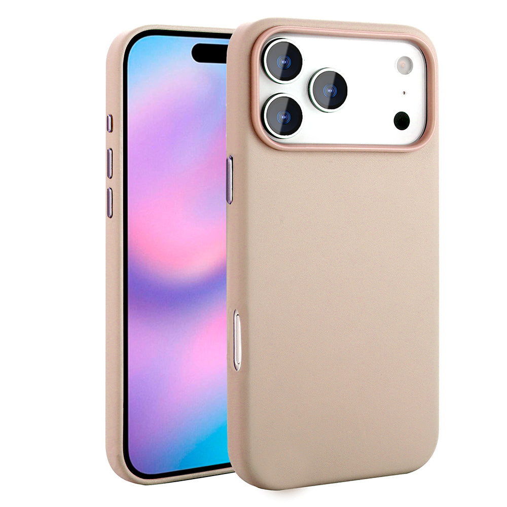 Apple iPhone 17 Pro Max Kılıf M-safe Şarj Özellikli PU Deri Görünümlü Zore Kupra Kapak Pembe