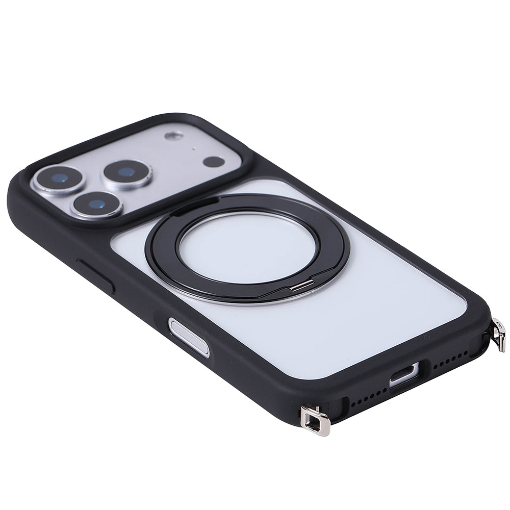 Apple iPhone 17 Pro Max Kılıf M-Safe Şarj Özellikli Standlı Zore Piza Silikon Kapak Lacivert