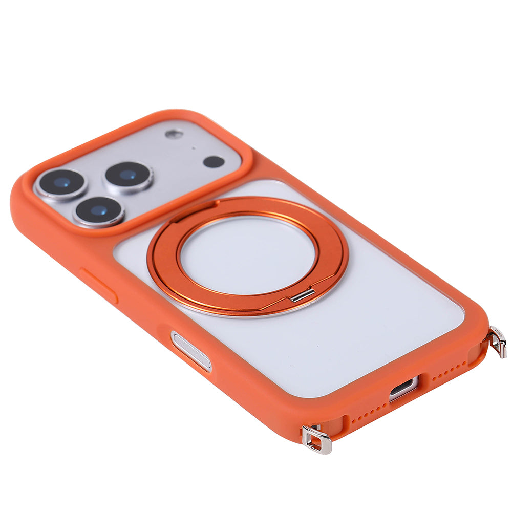 Apple iPhone 17 Pro Max Kılıf M-Safe Şarj Özellikli Standlı Zore Piza Silikon Kapak Lacivert