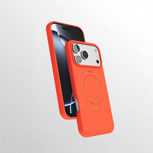 Apple iPhone 17 Pro Max Kılıf M-safe Şarj Özellikli Standlı Zore Samara Kapak Turuncu