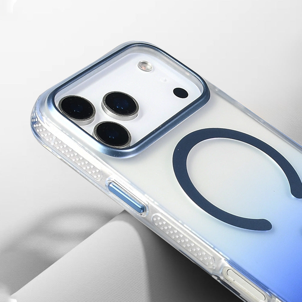 Apple iPhone 17 Pro Max Kılıf M-safe Şarj Özellikli Transparan Renk Geçişli Zore Toros Kapak Rose Gold