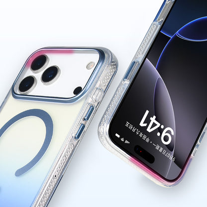 Apple iPhone 17 Pro Max Kılıf M-safe Şarj Özellikli Transparan Renk Geçişli Zore Toros Kapak Mavi