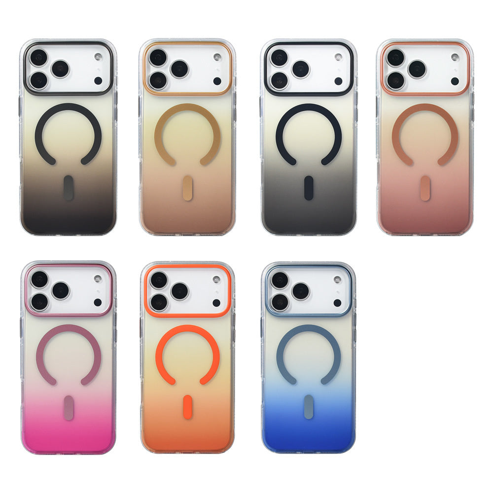 Apple iPhone 17 Pro Max Kılıf M-safe Şarj Özellikli Transparan Renk Geçişli Zore Toros Kapak Rose Gold