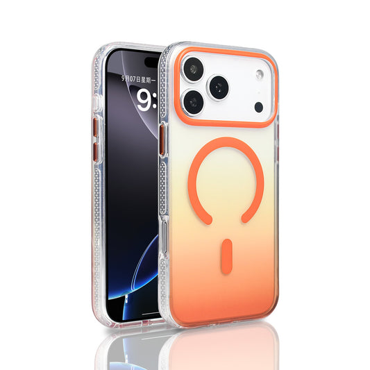 Apple iPhone 17 Pro Max Kılıf M-safe Şarj Özellikli Transparan Renk Geçişli Zore Toros Kapak Mavi