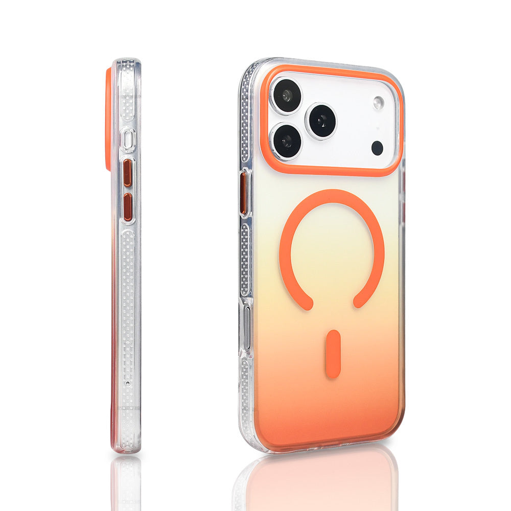 Apple iPhone 17 Pro Max Kılıf M-safe Şarj Özellikli Transparan Renk Geçişli Zore Toros Kapak Rose Gold