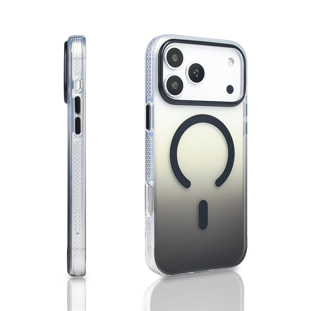 Apple iPhone 17 Pro Max Kılıf M-safe Şarj Özellikli Transparan Renk Geçişli Zore Toros Kapak Turuncu