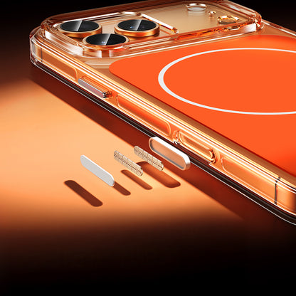 Apple iPhone 17 Pro Max Kılıf Zore M-safe Şarj Özellikli Şeffaf Kamera Kontrol Butonlu Lugano Kapak Lacivert