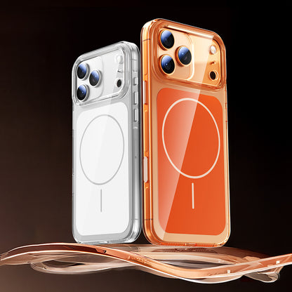 Apple iPhone 17 Pro Max Kılıf Zore M-safe Şarj Özellikli Şeffaf Kamera Kontrol Butonlu Lugano Kapak Beyaz