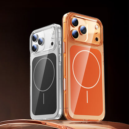 Apple iPhone 17 Pro Max Kılıf Zore M-safe Şarj Özellikli Şeffaf Kamera Kontrol Butonlu Lugano Kapak Beyaz