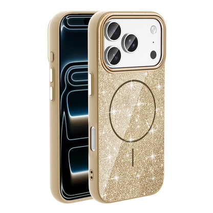 Apple iPhone 18 Pro Kılıf M-safe Şarj Özellikli Parlayan Simli Zore Okso Kapak