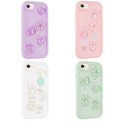 Apple iPhone 7 Kılıf Kabartma Figürlü Parlak Zore Toys Silikon Kapak Pembe