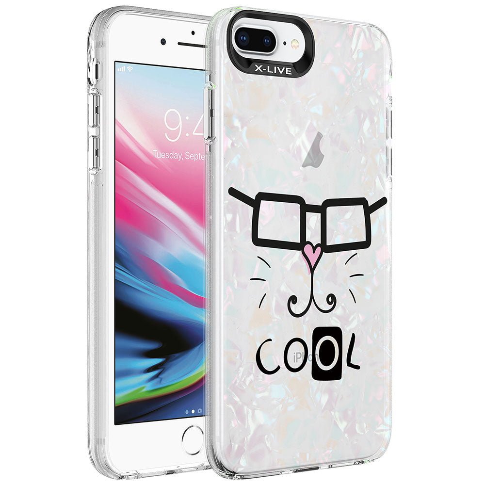 Apple iPhone 7 Plus Kılıf Mermer Desenli Zore Marbello Kapak Beyaz