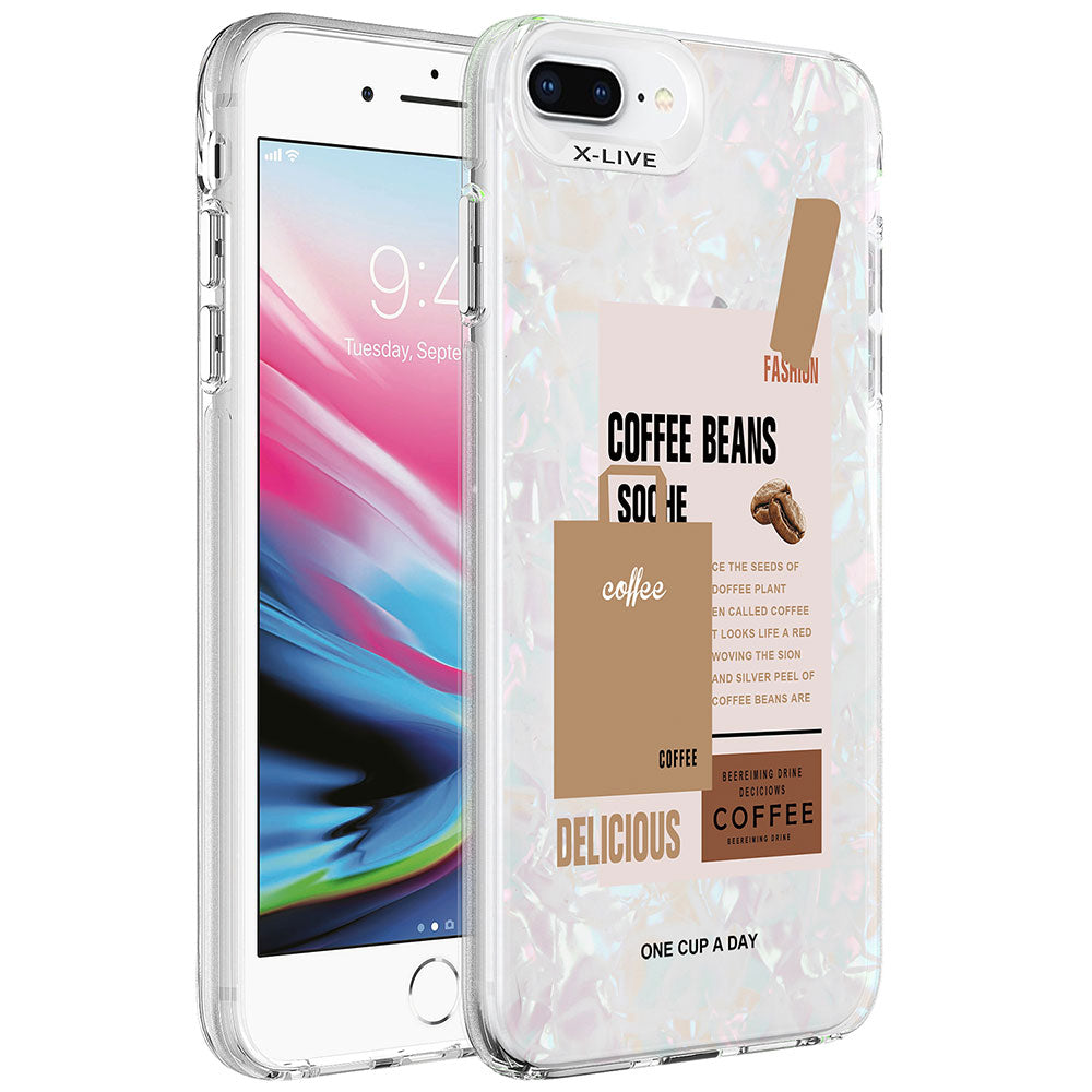 Apple iPhone 7 Plus Kılıf Mermer Desenli Zore Marbello Kapak Kahverengi