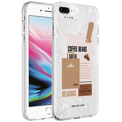 Apple iPhone 7 Plus Kılıf Mermer Desenli Zore Marbello Kapak Kahverengi