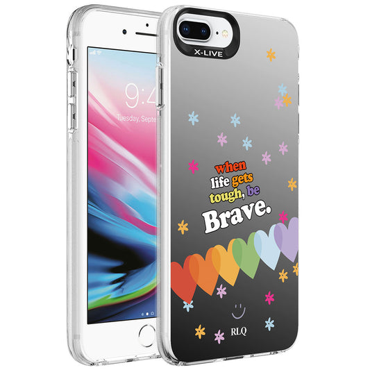 Apple iPhone 8 Plus Kılıf Desenli Zore Silver Sert Kapak Kalp