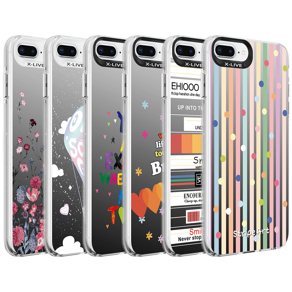 Apple iPhone 8 Plus Kılıf Desenli Zore Silver Sert Kapak Balon