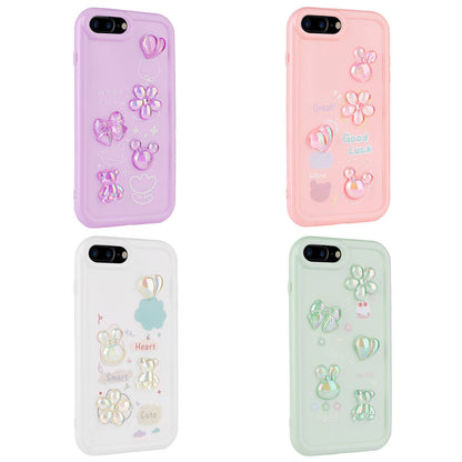 Apple iPhone 8 Plus Kılıf Kabartma Figürlü Parlak Zore Toys Silikon Kapak Açık Yeşil