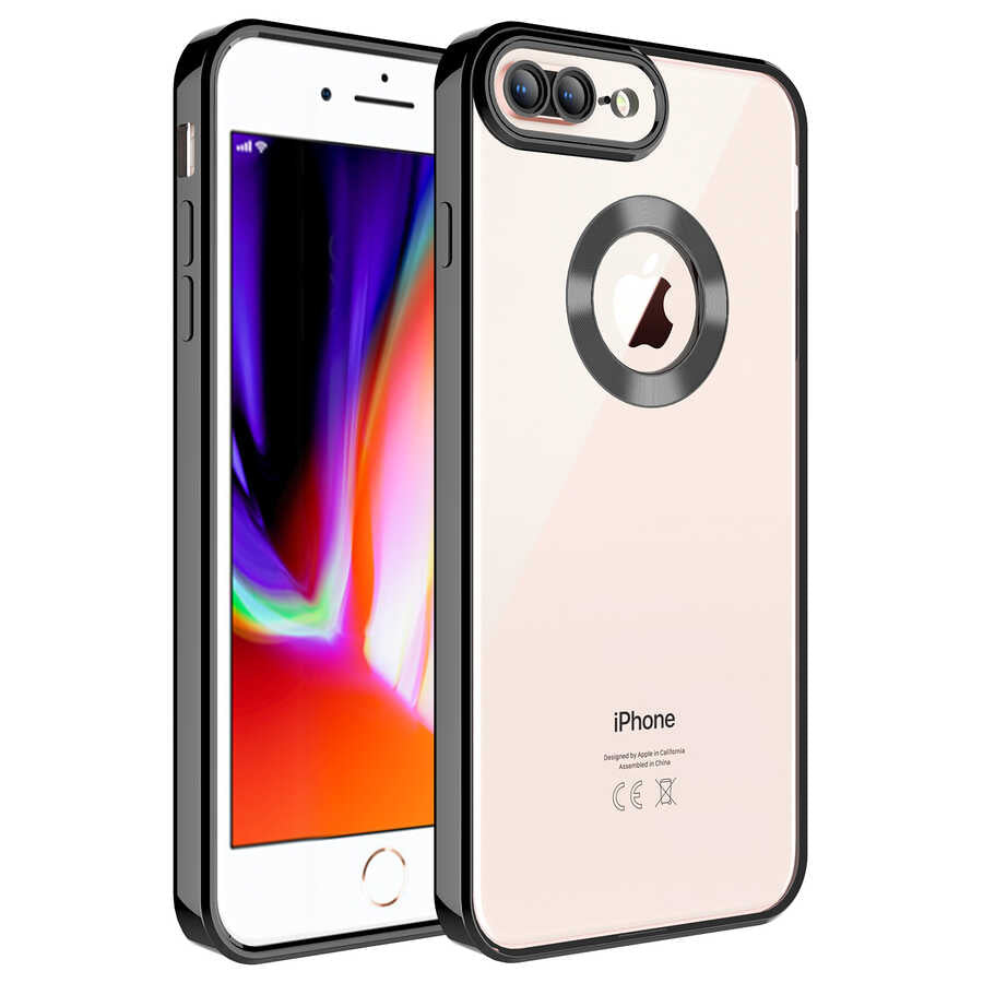 Apple iPhone 8 Plus Kılıf Kamera Korumalı Logo Gösteren Zore Omega Kapak