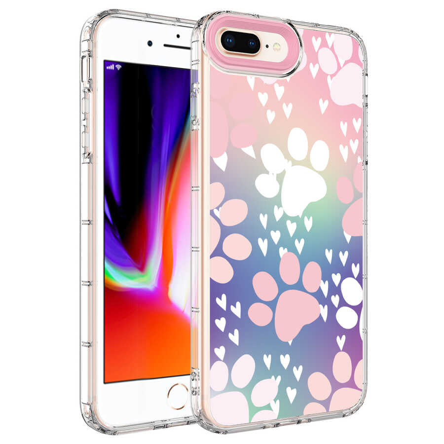 Apple iPhone 8 Plus Kılıf Kamera Korumalı Renkli Desenli Sert Silikon Zore Korn Kapak