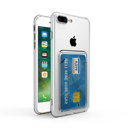Apple iPhone 8 Plus Kılıf Kartlıklı Şeffaf Zore Setra Clear Silikon Kapak