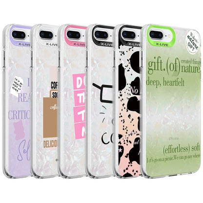 Apple iPhone 8 Plus Kılıf Mermer Desenli Zore Marbello Kapak Pembe