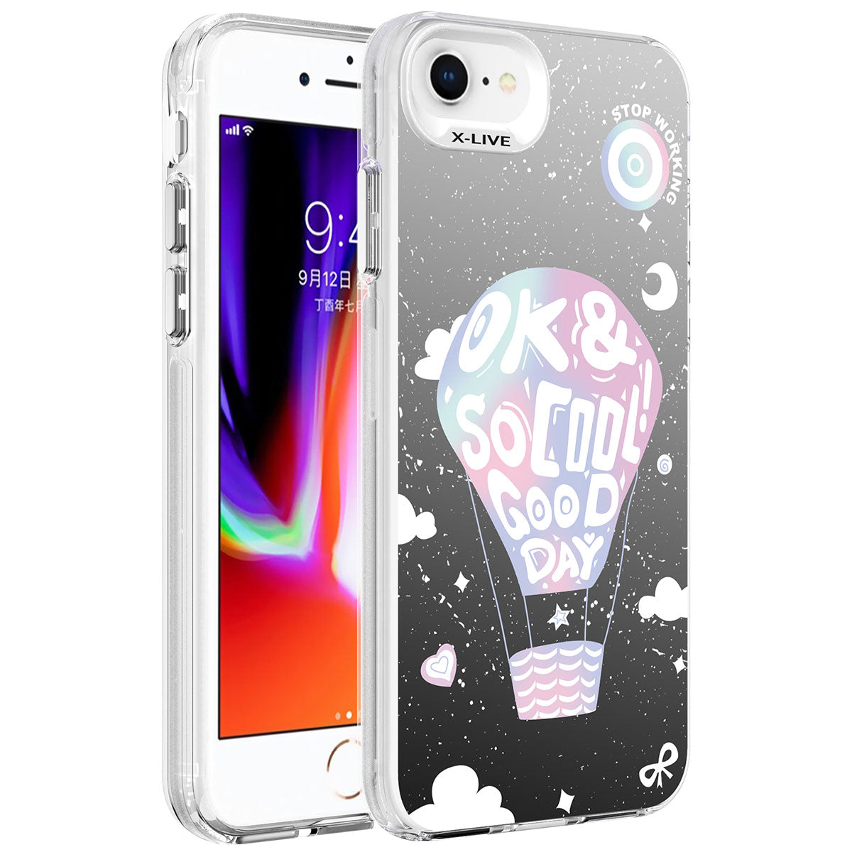 Apple iPhone SE 2022 Kılıf Desenli Zore Silver Sert Kapak Kalp