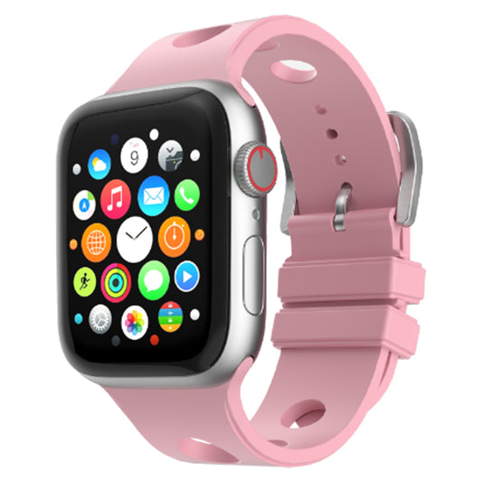 Apple Watch 10 46mm Delikli Tasarım Zore KRD-147 Silikon Kordon Pembe