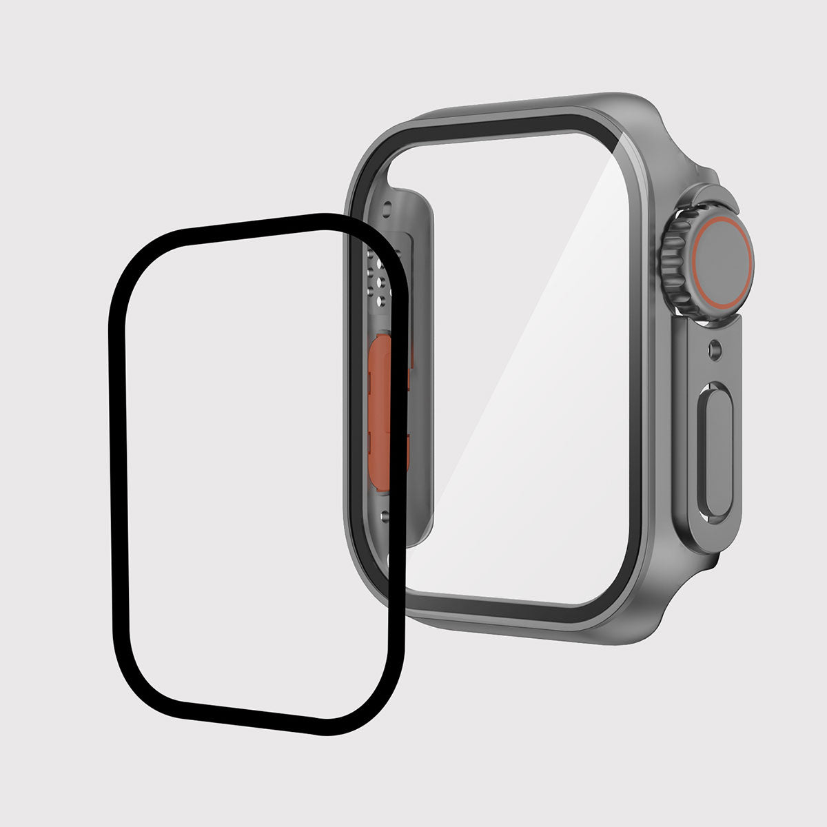 Apple Watch 38mm - Watch Ultra 49mm Kasa Dönüştürücü ve Ekran Koruyucu Zore Watch Gard 26 Gri