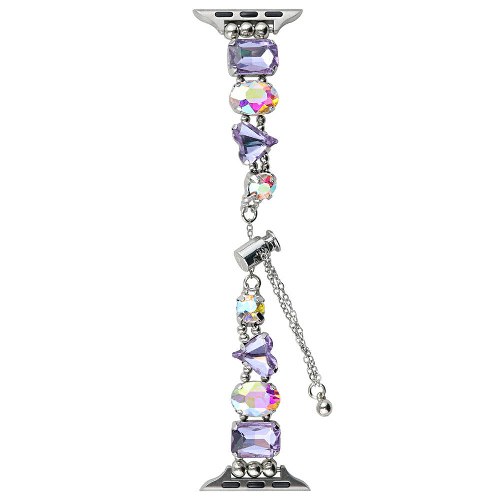 Apple Watch 38mm Zore KRD-115 Renkli Taş Tasarımlı Kordon Rose Pembe