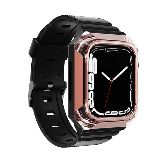 Apple Watch 40mm Zore KRD-88 Sert PC Kasa Koruyuculu Silikon Kordon Rose Gold