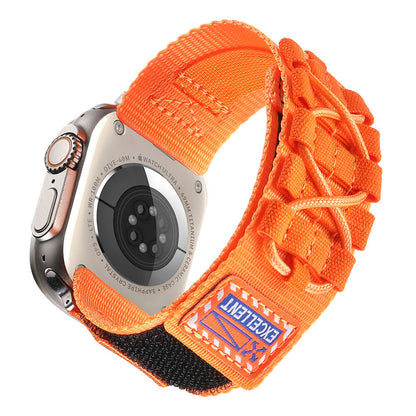 Apple Watch 42mm Zore KRD-112 Orbital Örgülü Halat Tasarımlı Naylon Kumaş Hasır Kordon Yeşil