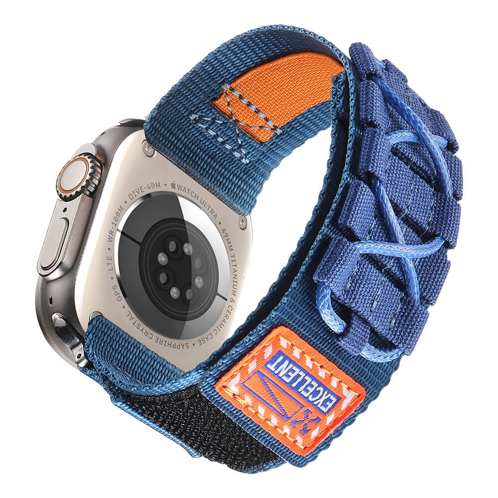 Apple Watch 42mm Zore KRD-112 Orbital Örgülü Halat Tasarımlı Naylon Kumaş Hasır Kordon Siyah