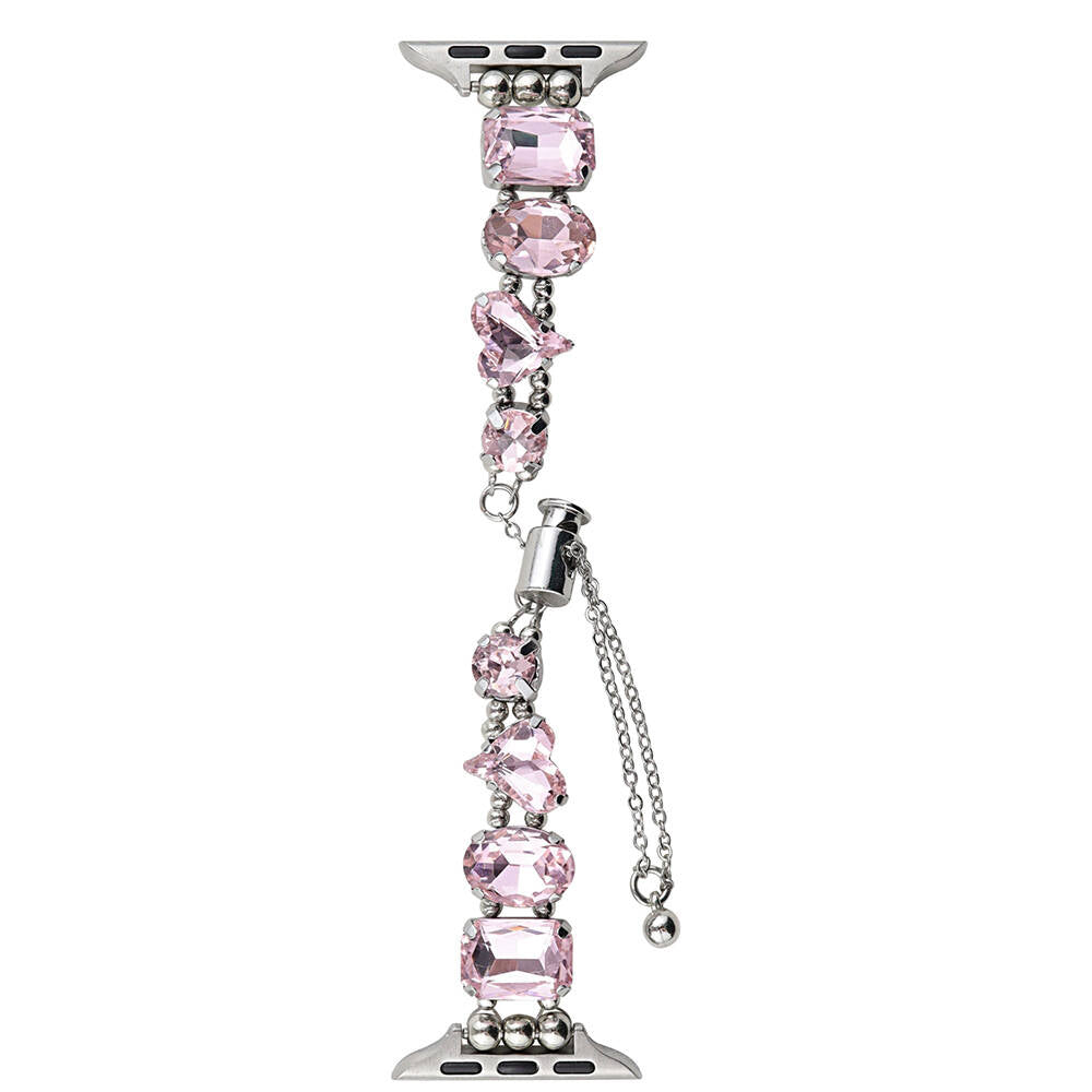 Apple Watch 42mm Zore KRD-115 Renkli Taş Tasarımlı Kordon Rose Pembe