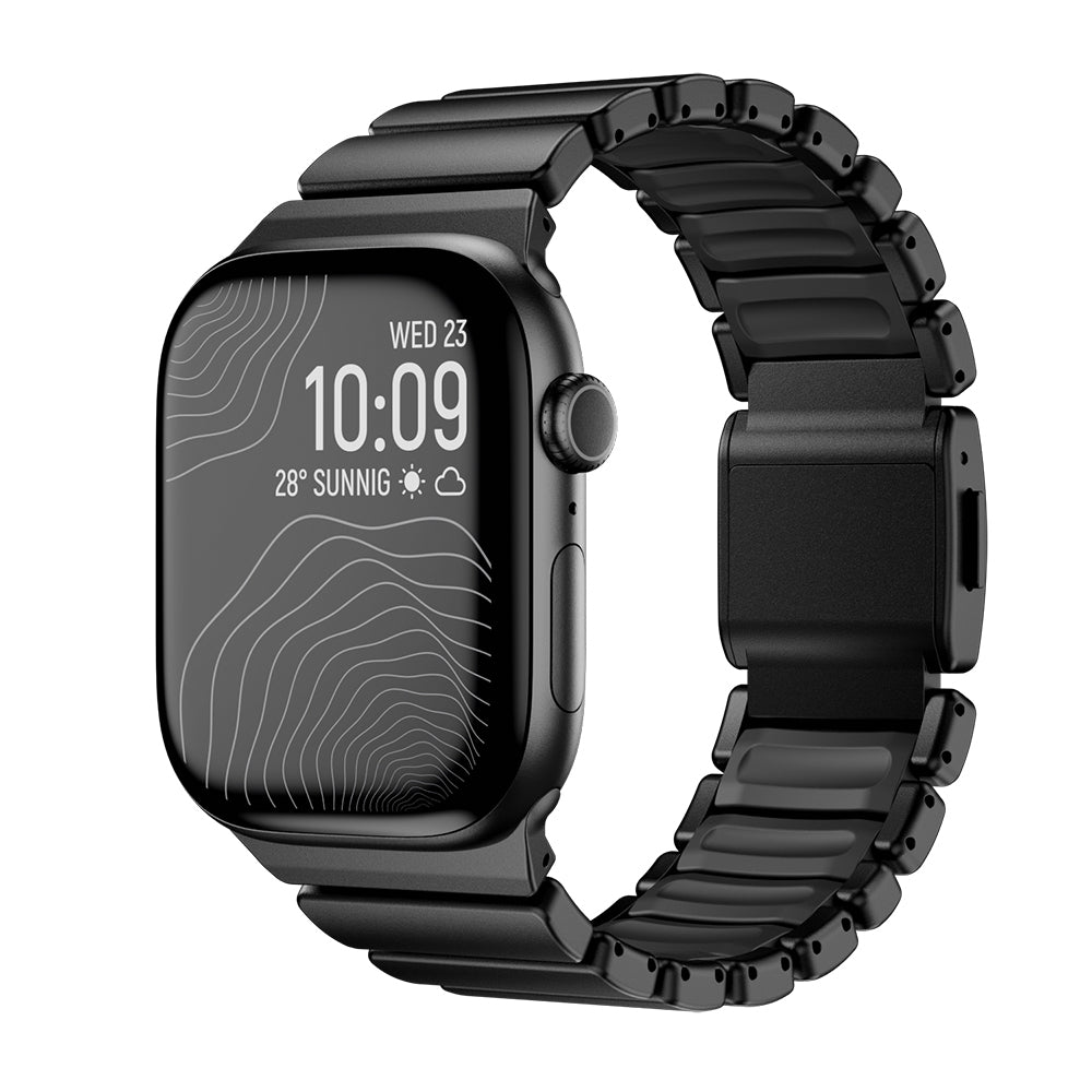 Apple Watch 42mm Zore KRD-149 Titanyum Silikon Kordon Gümüş-Yeşil